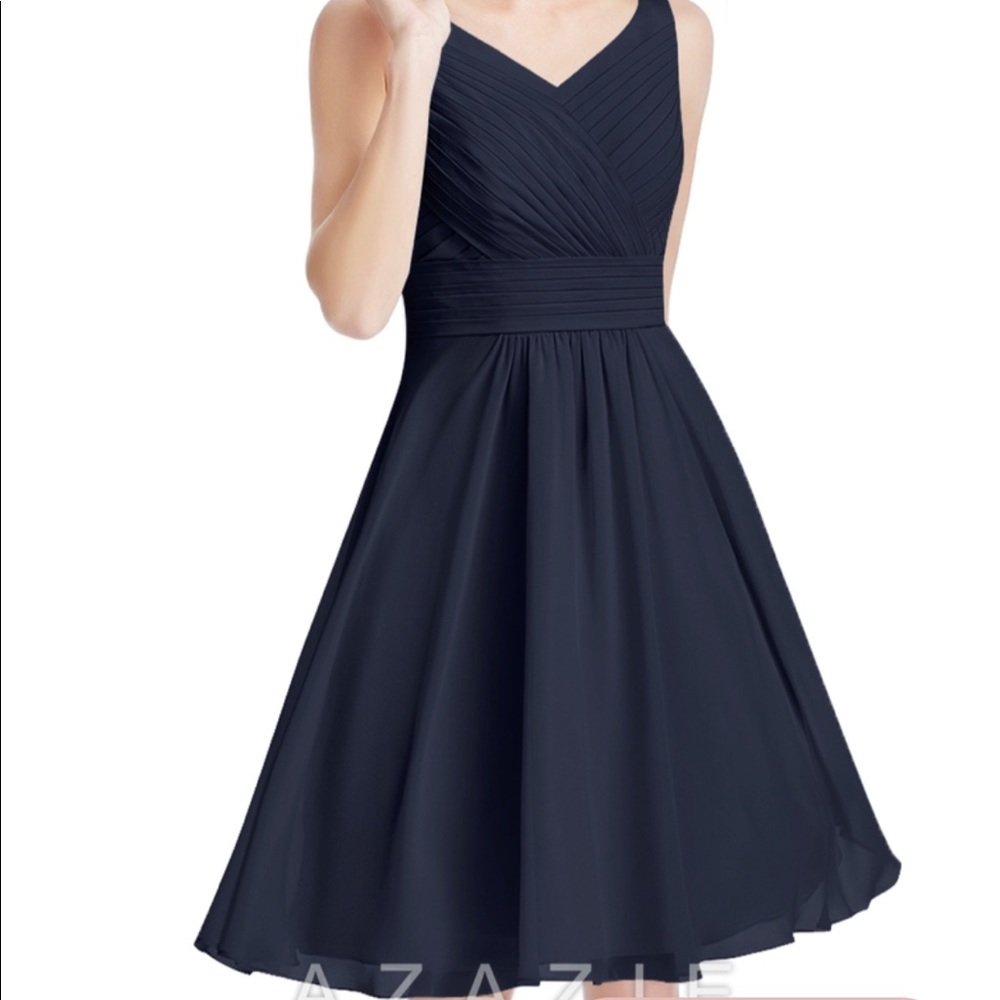 Azazie Grace style bridesmaid dress in dark navy